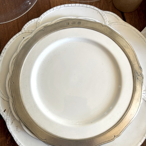MATCH PEWTER VIVIANA DINNER AND SALAD  TWO PLATES FOR THE PRICE OF 1!!!!!! - Picture 1 of 5